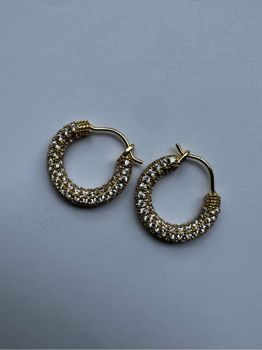 Luv Aj Gold Pave Huggies with Clear Crystals